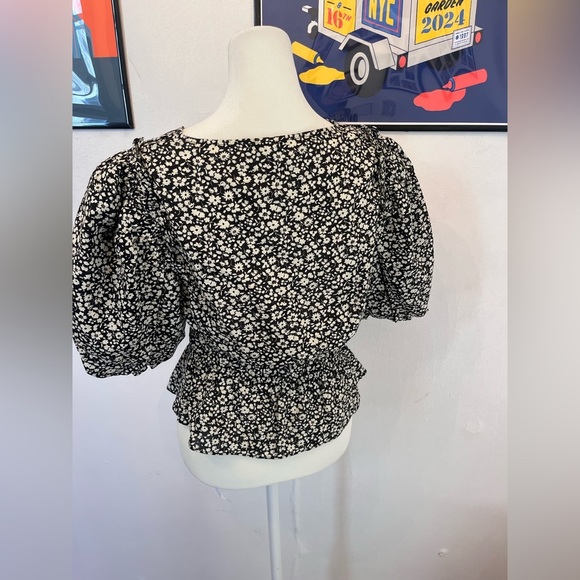 Derek Lam 10 Crosby Salma Linen Blend Floral Blouse Size 8 - Picture 3 of 4